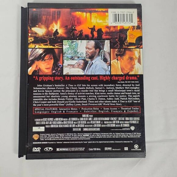 A Time to Kill (DVD, 1996) Sandra Bullock, Samuel L. Jackson - Picture 3 of 3
